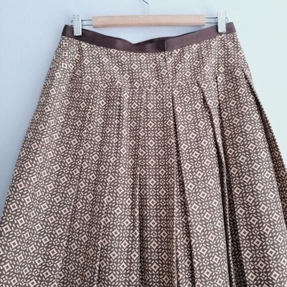 AK ANNE KLEIN / 100% Silk Plisse Pleated A-line Skirt Geo Print Sz 6 - Picture 7 of 10